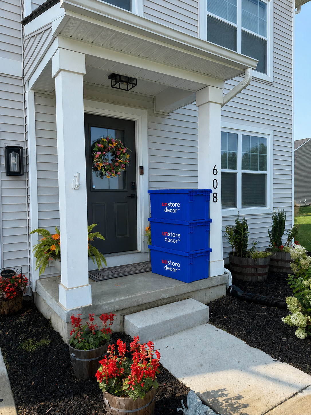 Bins left at a customer's doorstep